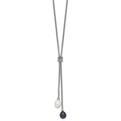 Sterlingsilber Rhodiniert Fwc Perle Knoten 18 In. Neck/earring Set