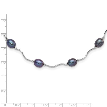 Sterlingsilber Rhodiniert 6-7mm Schwarz Fw Zuchtperle Halskette