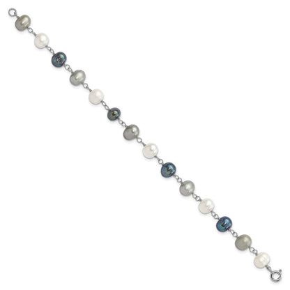 Sterlingsilber Rhodium Fwc Perle Halskette/ Armband/3pc Ohrring Set