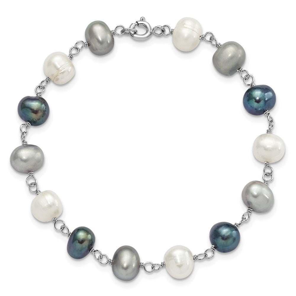 Sterlingsilber Rhodium Fwc Perle Halskette/ Armband/3pc Ohrring Set