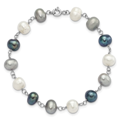 Sterlingsilber Rhodium Fwc Perle Halskette/ Armband/3pc Ohrring Set