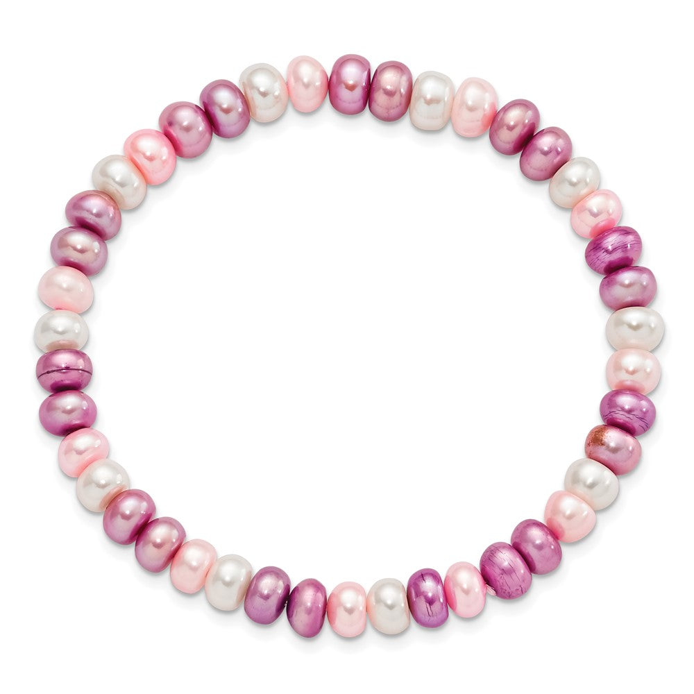 Mode 6-7mm Weiß/lavender/pink Knopf Süßwasser Zuchtperle Dehnbar Bracele