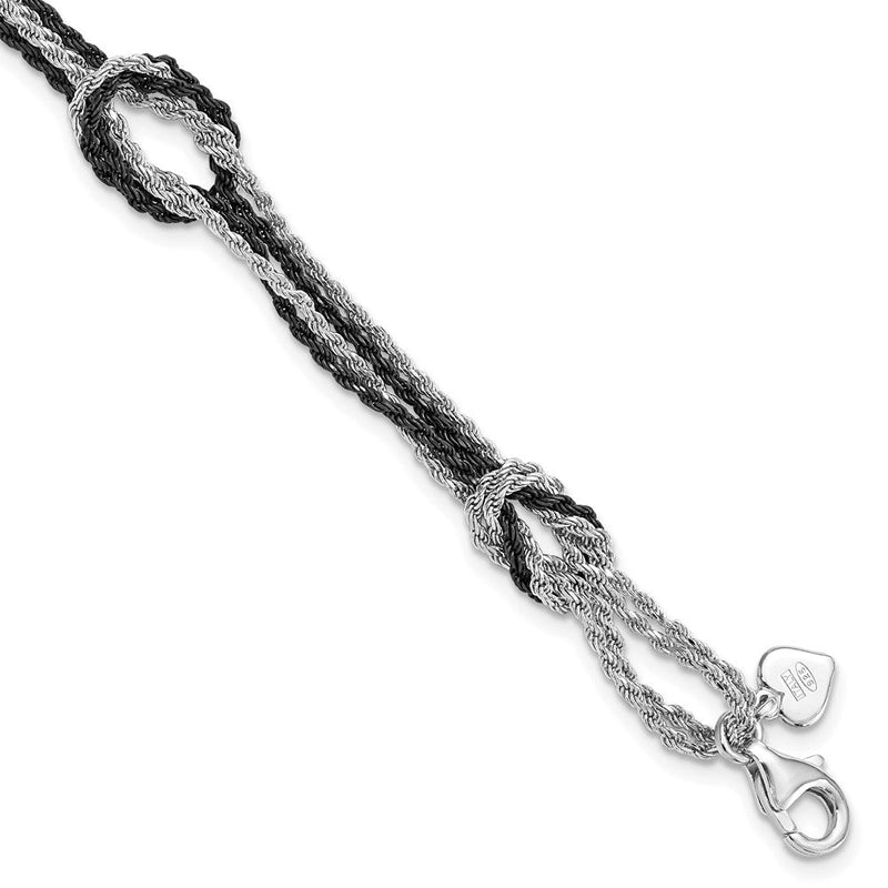Sterlingsilber Rhodium & Rutheniumbeschichtet Fantasie Knoten Gliederarmband