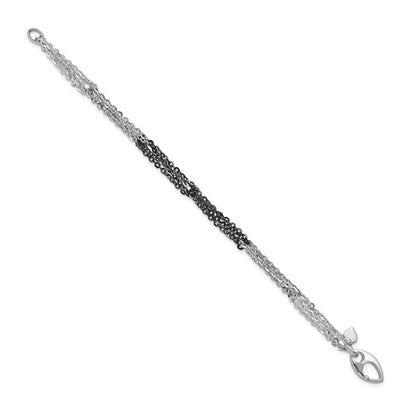 Sterlingsilber Ruthenium & Rhodiniert Fantasie Kette Glieder Armband