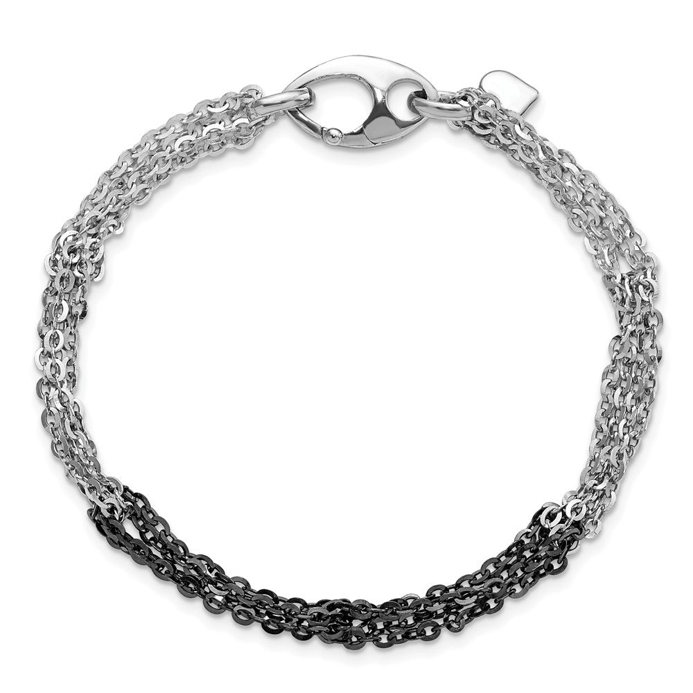 Sterlingsilber Ruthenium & Rhodiniert Fantasie Kette Glieder Armband