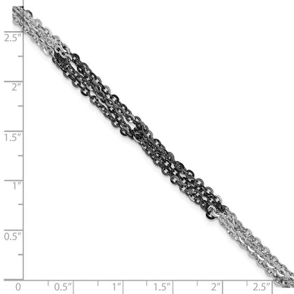 Sterlingsilber Ruthenium & Rhodiniert Fantasie Kette Glieder Armband