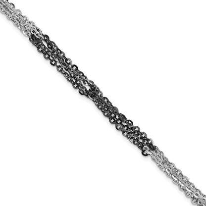 Sterlingsilber Ruthenium & Rhodiniert Fantasie Kette Glieder Armband