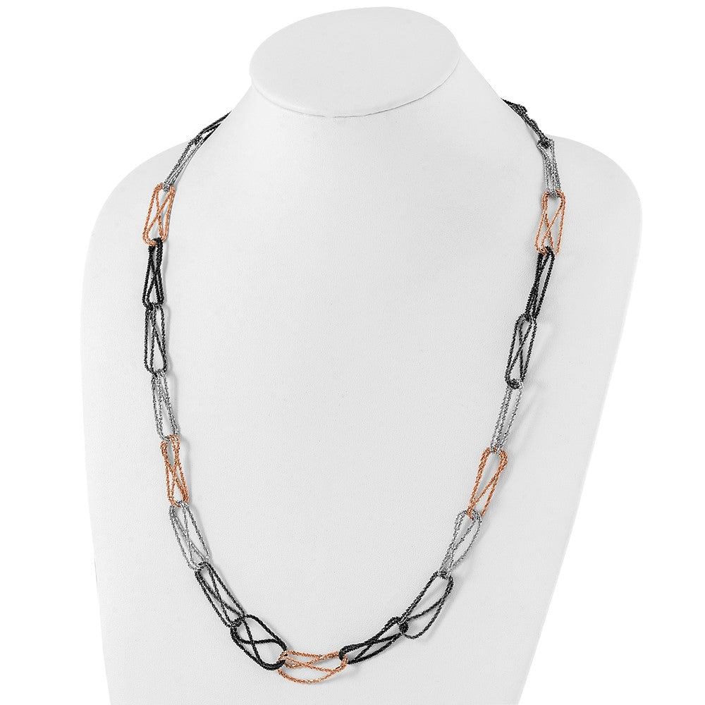 Sterlingsilber Ruthenium & Schwarz Roséfarben Rhodiniert Fantasie Halskette