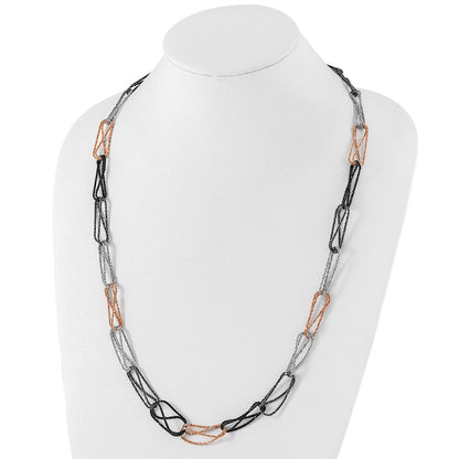 Sterlingsilber Ruthenium & Schwarz Roséfarben Rhodiniert Fantasie Halskette