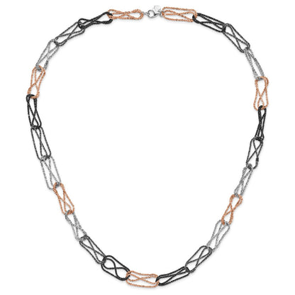 Sterlingsilber Ruthenium & Schwarz Roséfarben Rhodiniert Fantasie Halskette