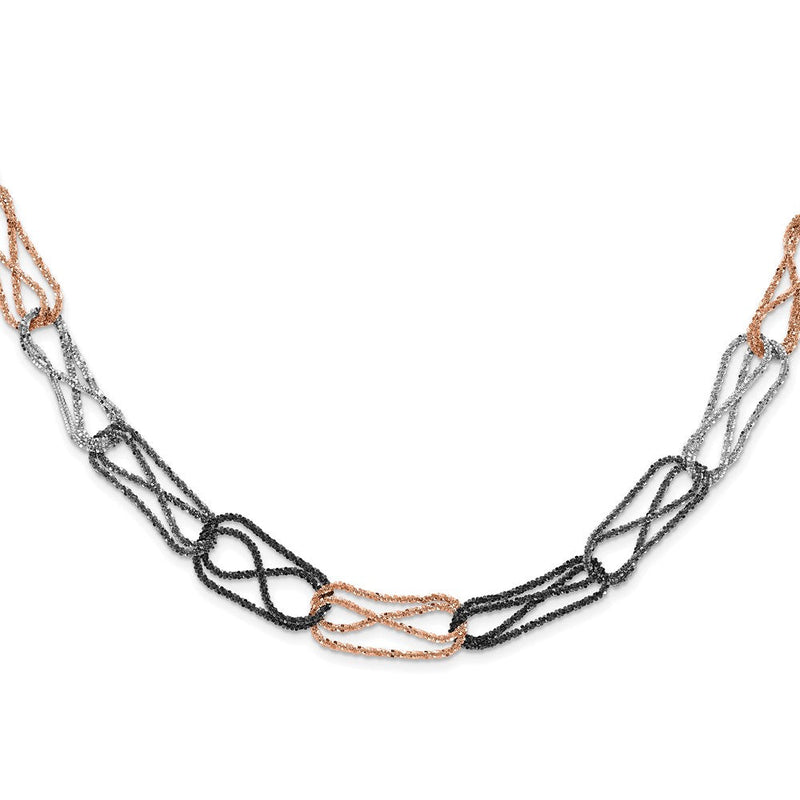 Sterlingsilber Ruthenium & Schwarz Roséfarben Rhodiniert Fantasie Halskette