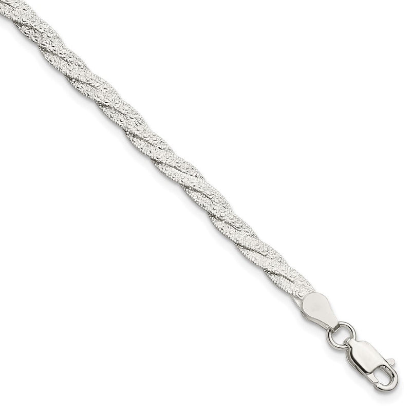 7.5 Zoll Sterlingsilber Fantasie Strukturiert Wendbar Geflochten Armband
