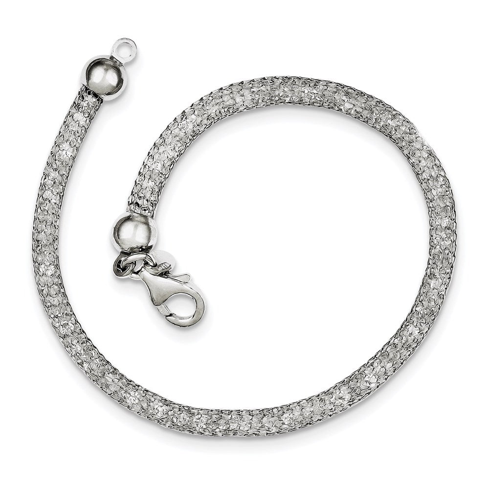7.5 Zoll Sterlingsilber Netz & Strass Kristall Armband