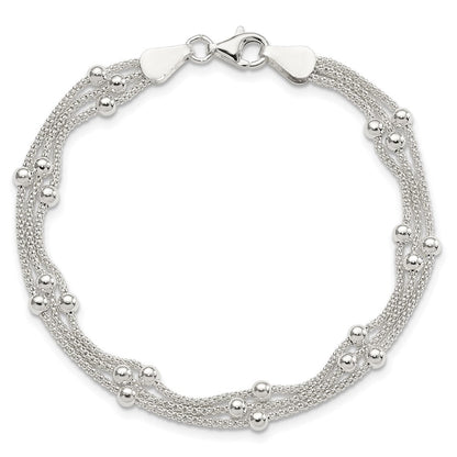 7 Zoll Sterlingsilber Poliert Gekugelt 3-strand Armband