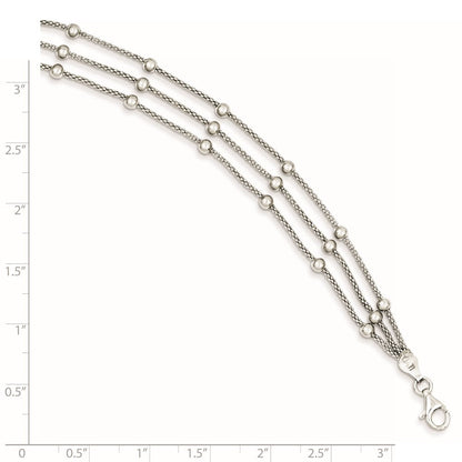 7 Zoll Sterlingsilber Poliert Gekugelt 3-strand Armband