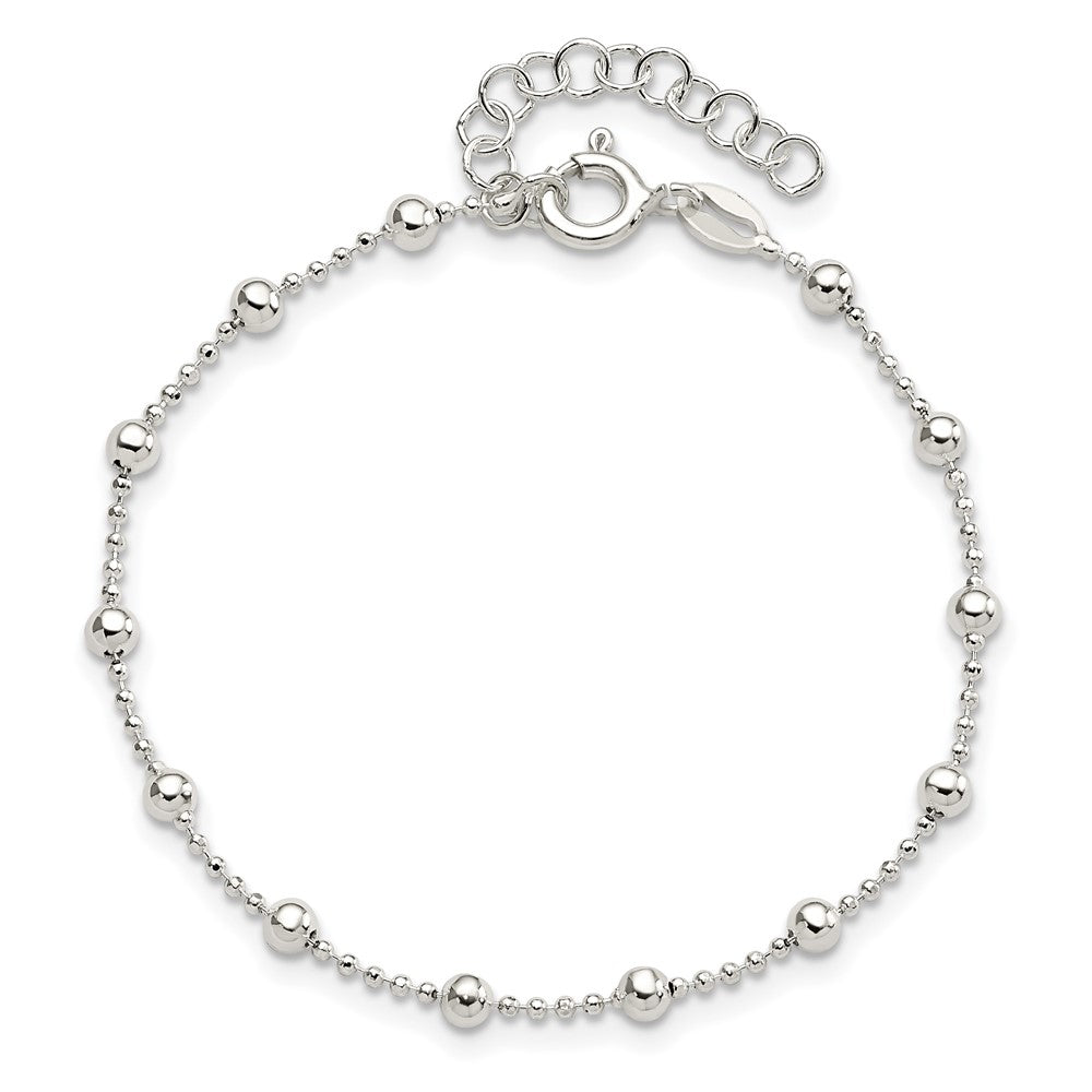 Sterlingsilber Poliert Gekugelt 6 Zoll mit 1 in Verlängerung Armband
