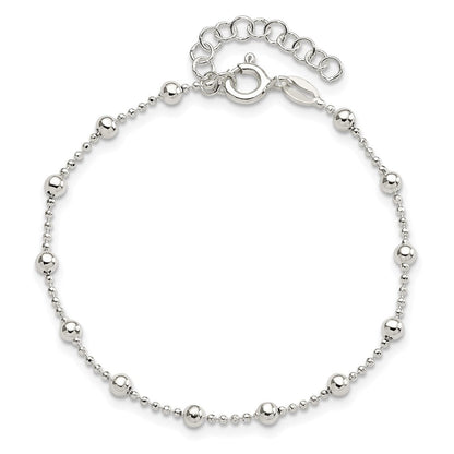 Sterlingsilber Poliert Gekugelt 6 Zoll mit 1 in Verlängerung Armband