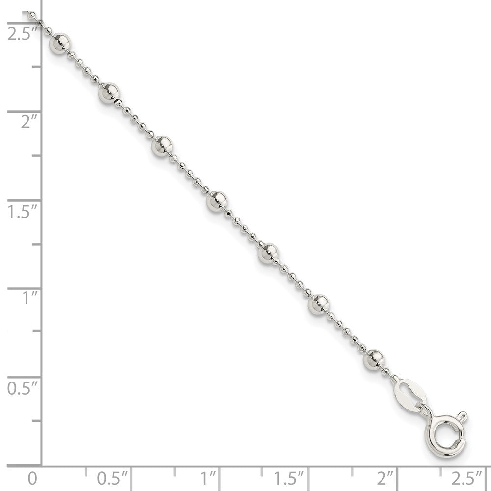 Sterlingsilber Poliert Gekugelt 6 Zoll mit 1 in Verlängerung Armband