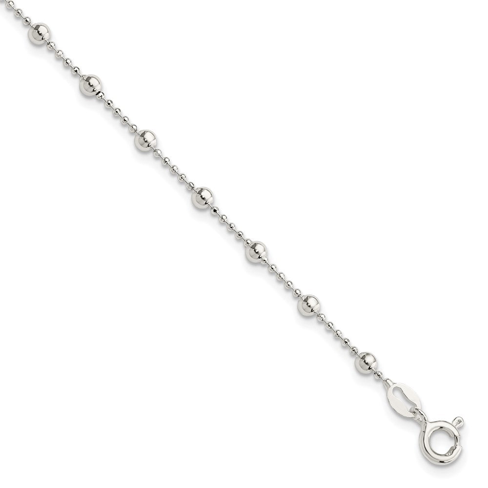 Sterlingsilber Poliert Gekugelt 6 Zoll mit 1 in Verlängerung Armband