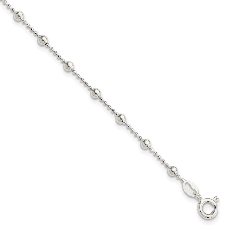 Sterlingsilber Poliert Gekugelt 6 Zoll mit 1 in Verlängerung Armband