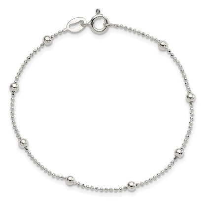7 Zoll Sterlingsilber Poliert Gekugelt Armband