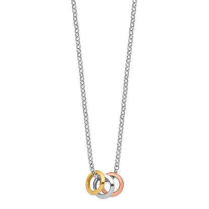 Sterlingsilber Rhodium, Rose und Vergoldet 3-circle Halskette