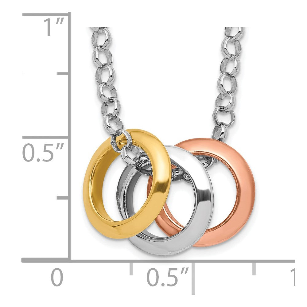 Sterlingsilber Rhodium, Rose und Vergoldet 3-circle Halskette