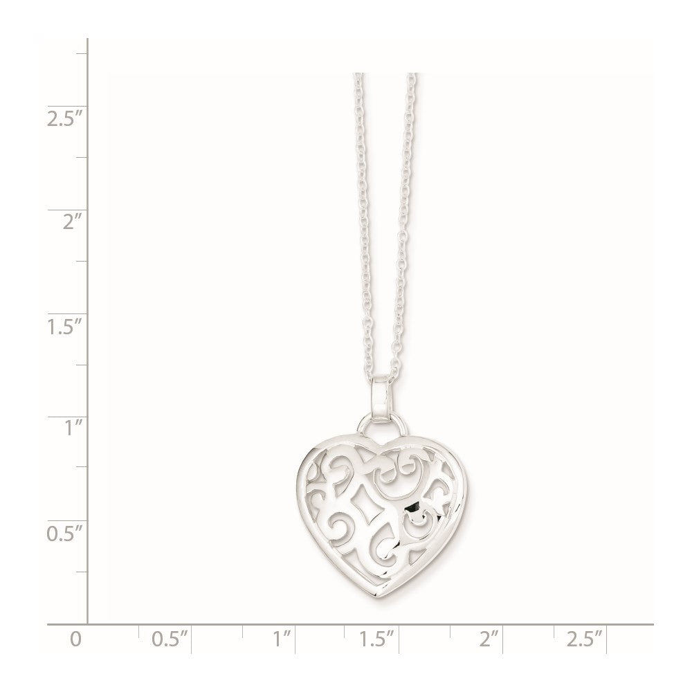 Sterlingsilber Filigran Wirbel Herz Halskette