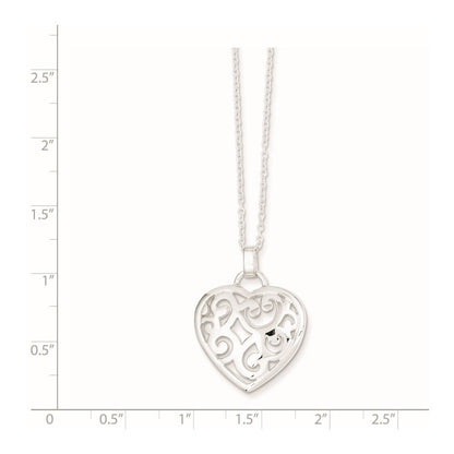Sterlingsilber Filigran Wirbel Herz Halskette