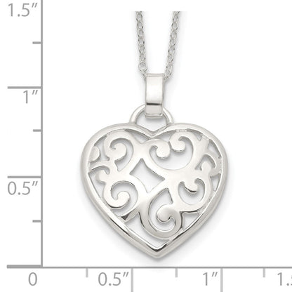 Sterlingsilber Filigran Wirbel Herz Halskette