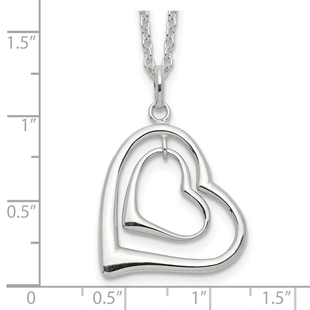 Sterlingsilber Doppelt Herz Halskette