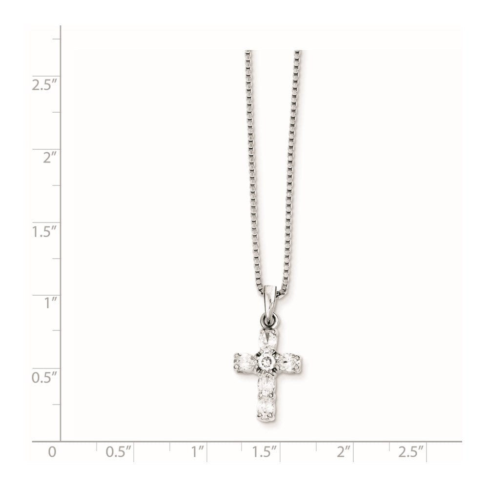 Sterlingsilber Rhodiniert Zirkonia Kreuz Halskette