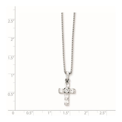 Sterlingsilber Rhodiniert Zirkonia Kreuz Halskette