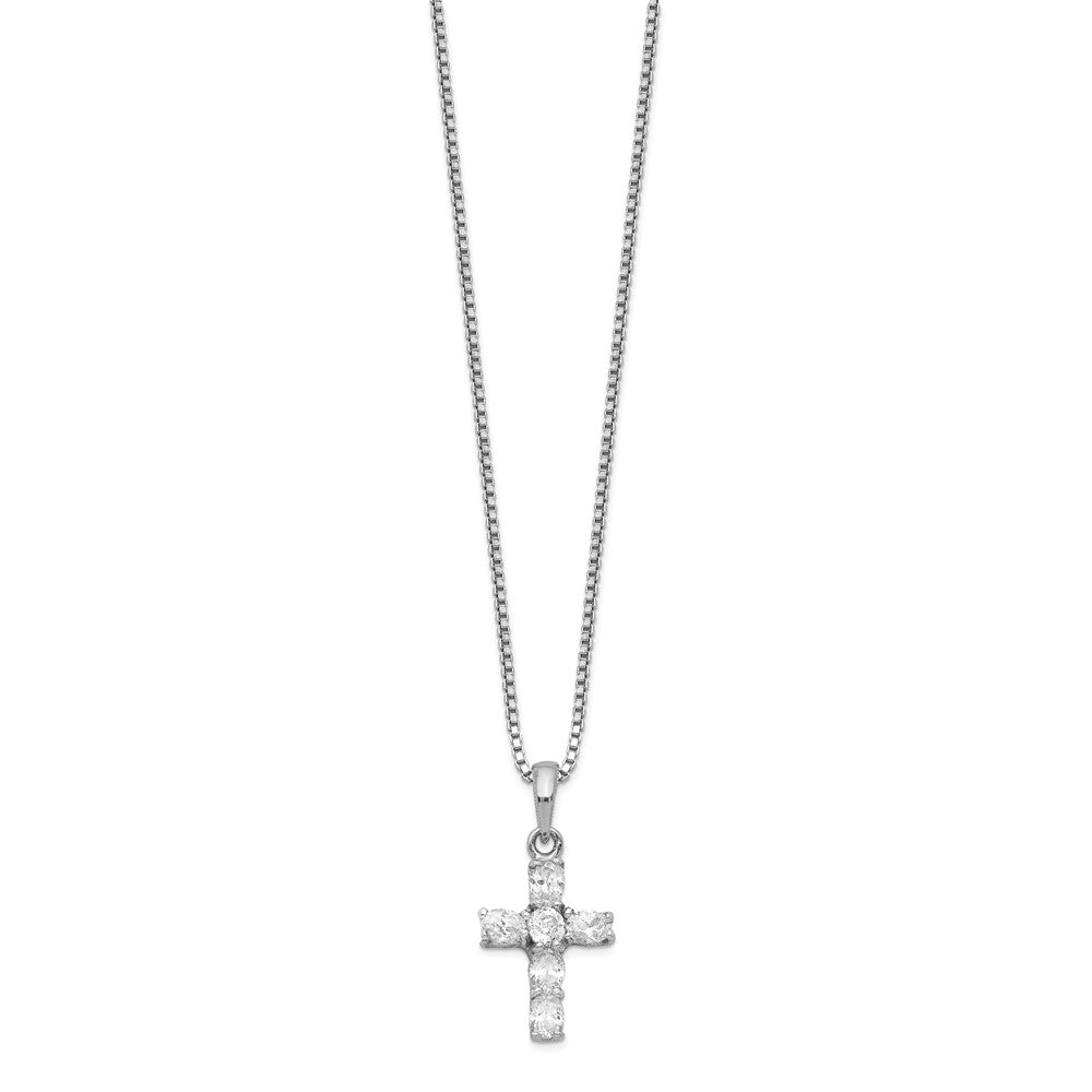 Sterlingsilber Rhodiniert Zirkonia Kreuz Halskette