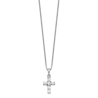 Sterlingsilber Rhodiniert Zirkonia Kreuz Halskette