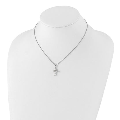 Sterlingsilber Rhodiniert Zirkonia Kreuz Halskette