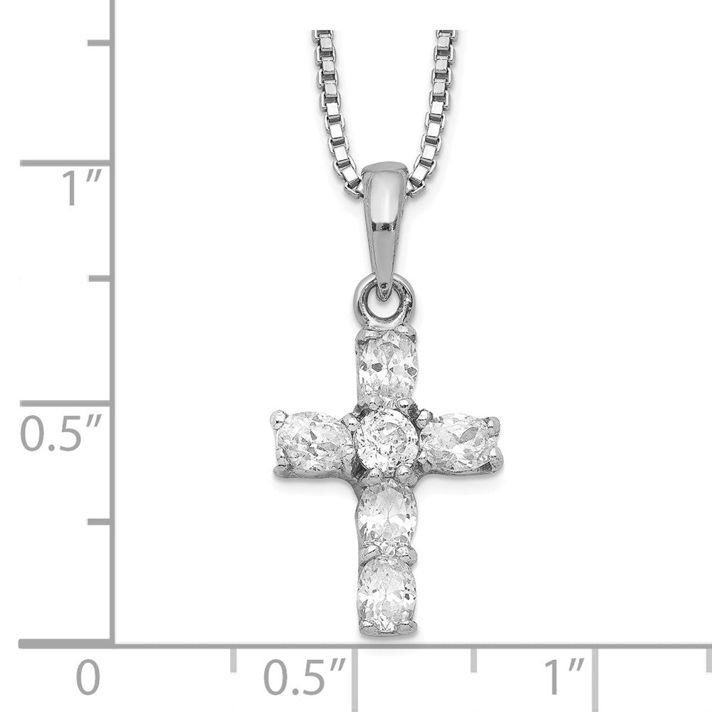 Sterlingsilber Rhodiniert Zirkonia Kreuz Halskette