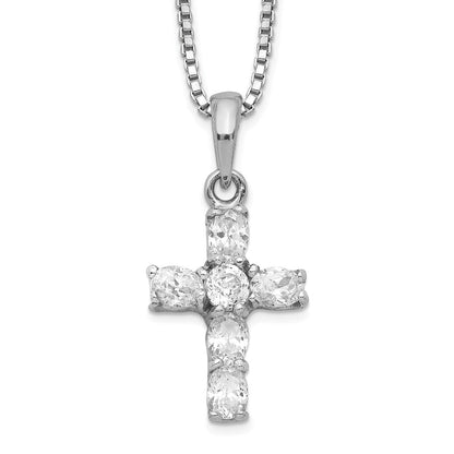 Sterlingsilber Rhodiniert Zirkonia Kreuz Halskette
