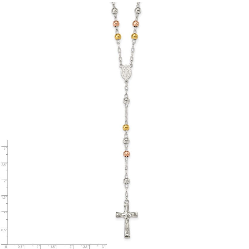 Sterlingsilber Poliert Rosenkranz Tricolor Perlen Halskette
