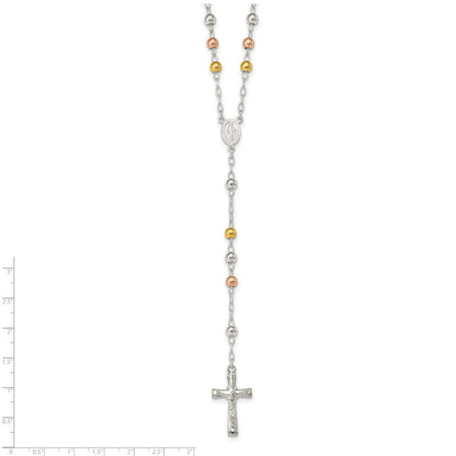 Sterlingsilber Poliert Rosenkranz Tricolor Perlen Halskette