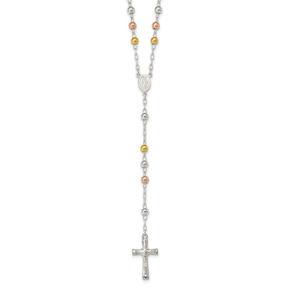 Sterlingsilber Poliert Rosenkranz Tricolor Perlen Halskette