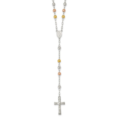 Sterlingsilber Poliert Rosenkranz Tricolor Perlen Halskette