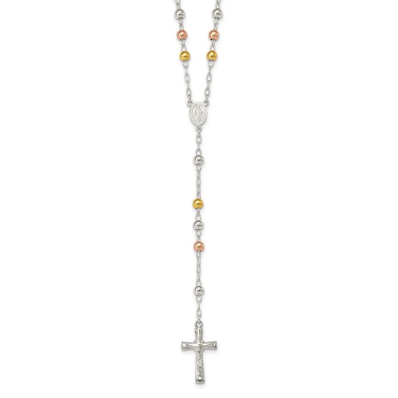 Sterlingsilber Poliert Rosenkranz Tricolor Perlen Halskette