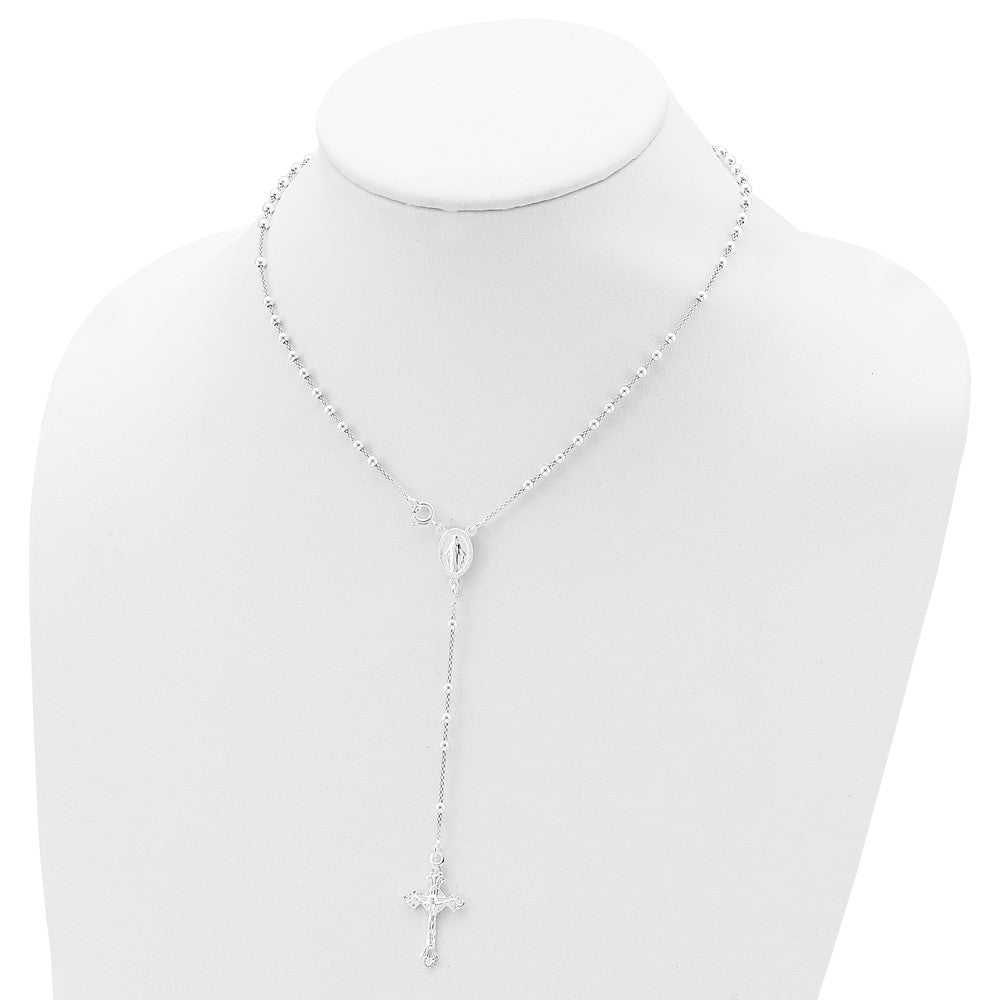 Sterlingsilber Poliert Perle Rosenkranz 16 Zoll Halskette
