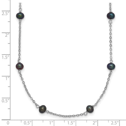 Sterlingsilber Rhodiniert Süßwasser Zucht Peacock Schwarz Perle Halskette