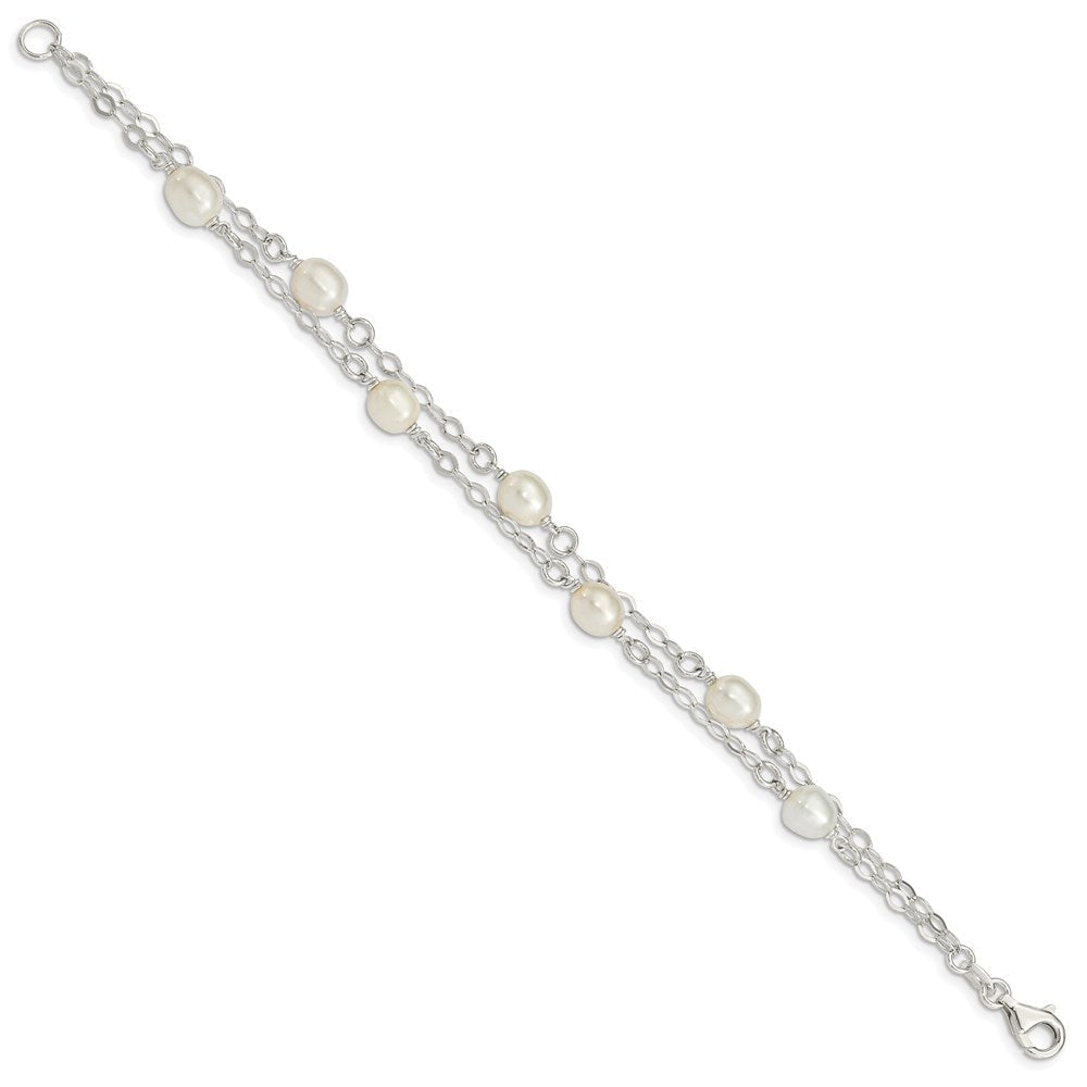 Sterlingsilber Weiß Fw Zuchtperle 7.5 Zoll Armband