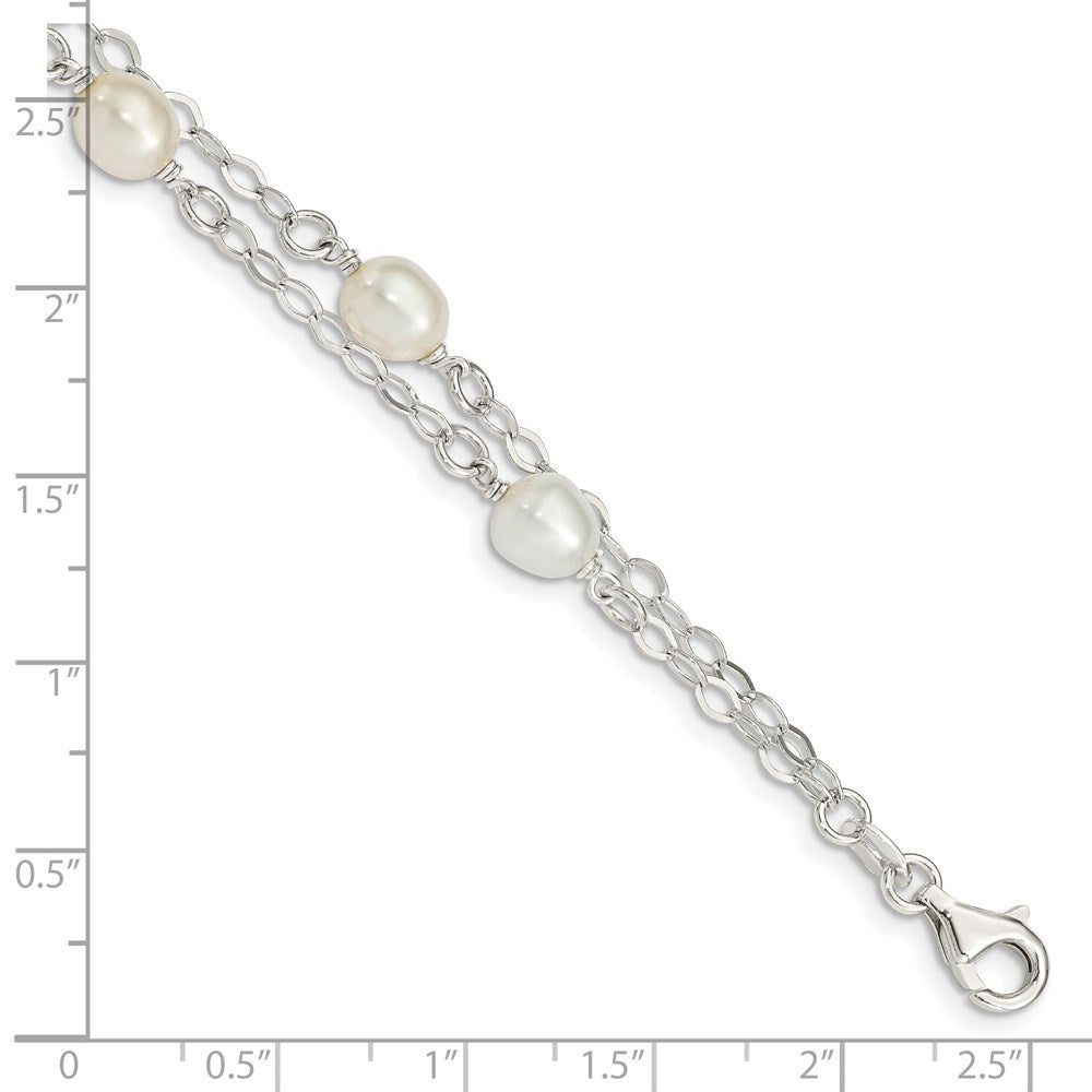 Sterlingsilber Weiß Fw Zuchtperle 7.5 Zoll Armband