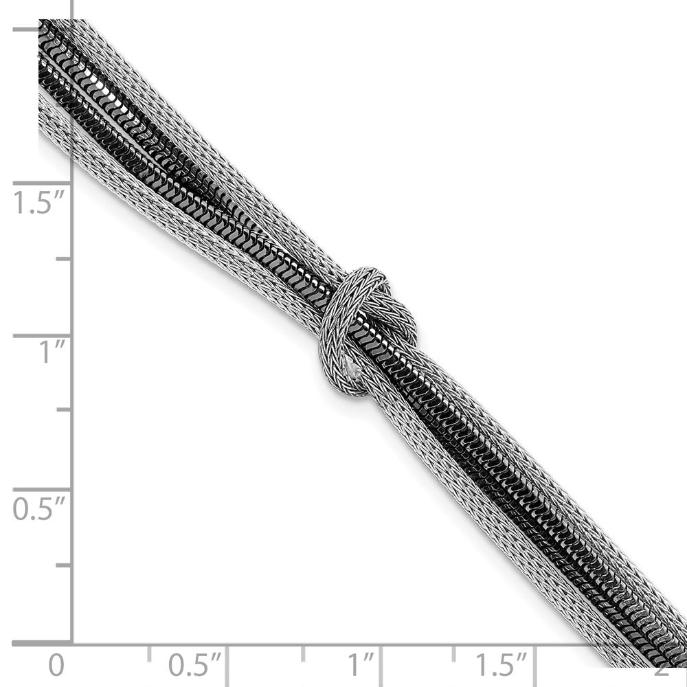7.5 Zoll Sterlingsilber & Schwarz Rhodium 4-strand Geknotet Armband