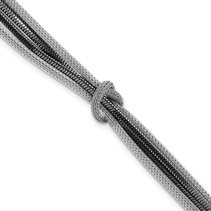 7.5 Zoll Sterlingsilber & Schwarz Rhodium 4-strand Geknotet Armband