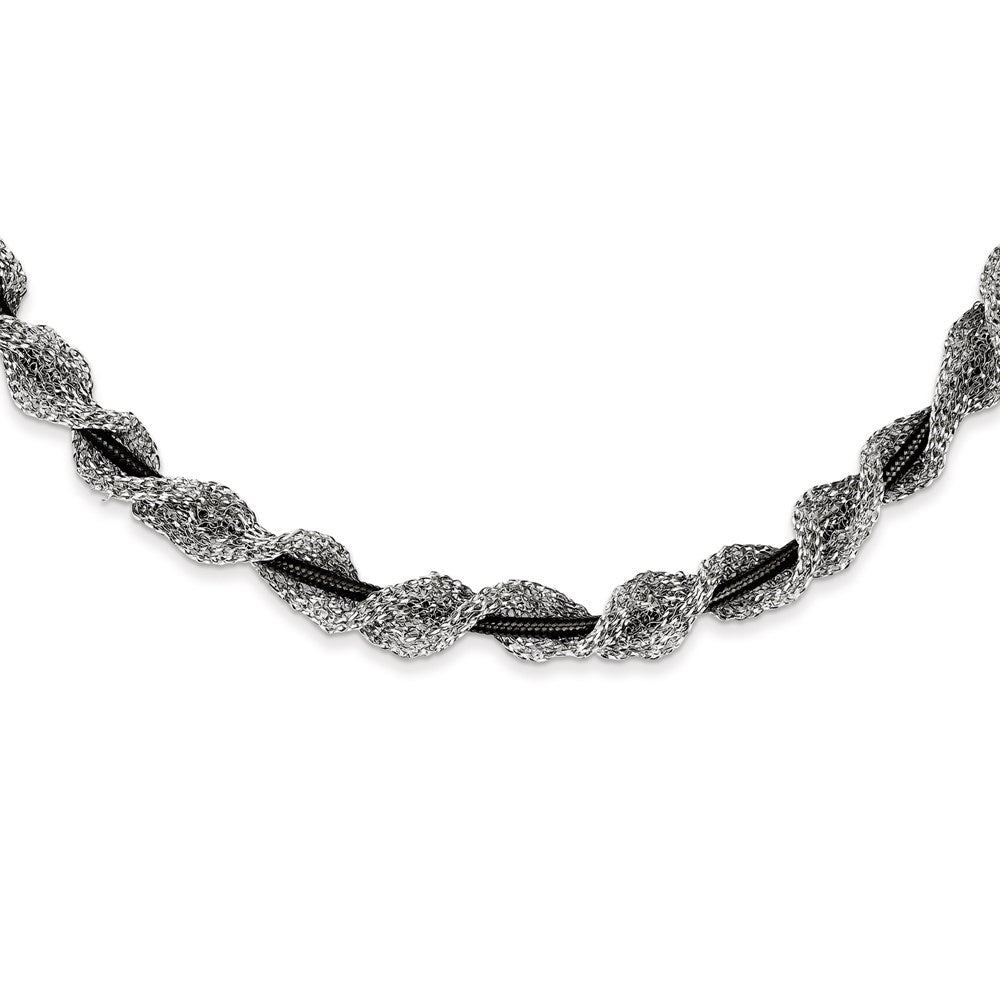 Sterlingsilber und Rutheniumbeschichtet Fantasie Netz Halskette